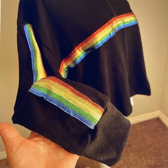 Disney Rainbow Shirt Women’s 3XL Pullover 1/4 Zip Cropped plus size Black Boxy - Picture 5 of 11